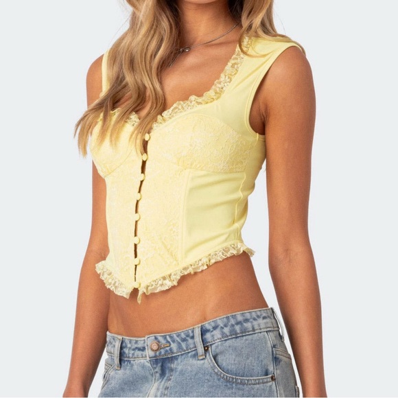 PacSun Button Front Lacey Corset - Picture 2 of 5